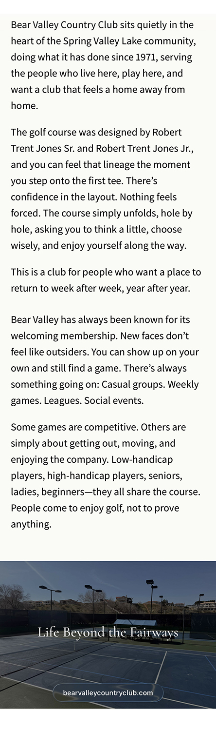 Bear Valley Country Club Membership Information