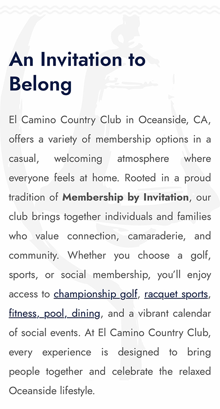 El Camino Country Club Membership Information
