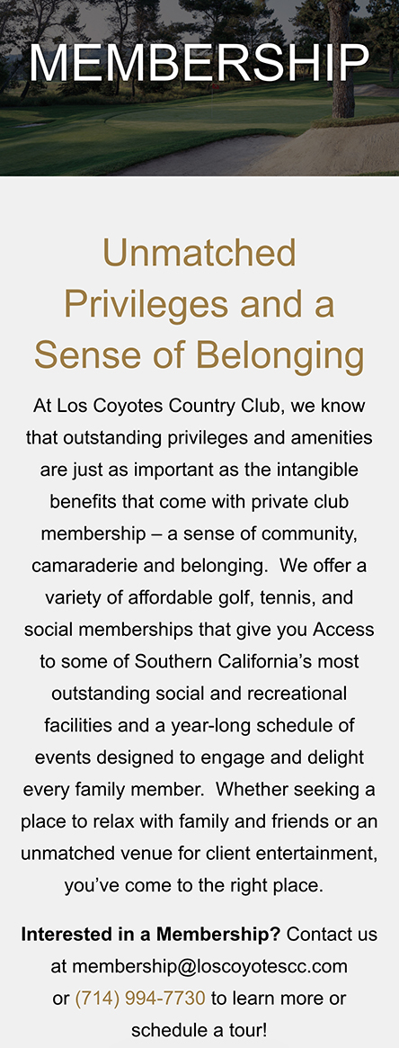 Los Coyotes Country Club Membership Information