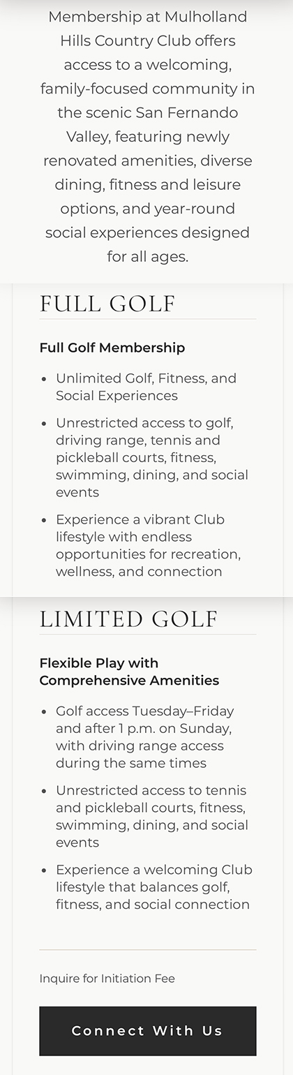 Mulholland Hills Country Club Membership Information