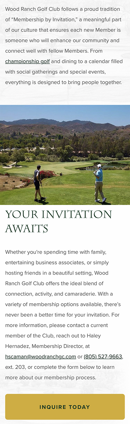 Wood Ranch Golf Club Membership Information
